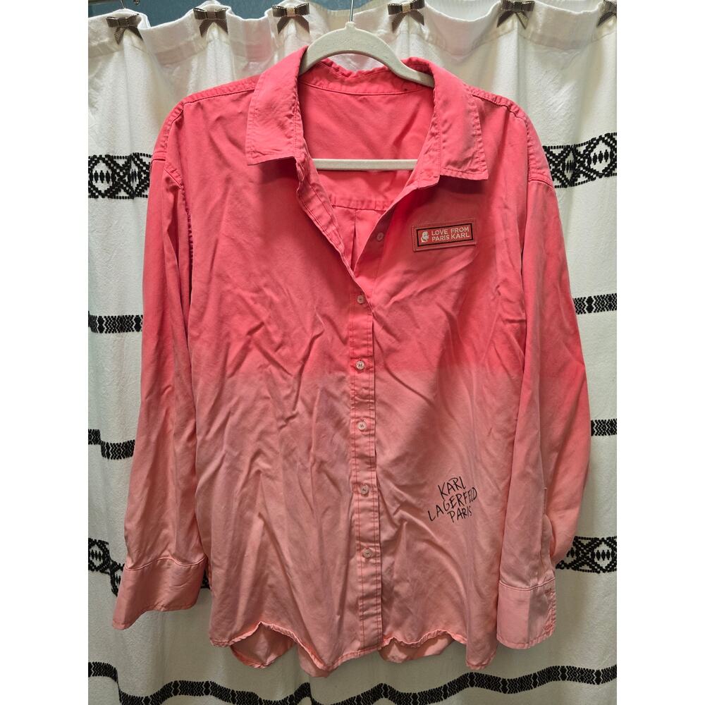 Karl Lagerfeld pink ombre‎ long sleeve button-down shirt 100% tencel